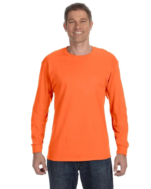 Jerzees DRI-POWER ACTIVE Long Sleeve T-Shirt | Safety Orange Hooded Caped Shawl Collar