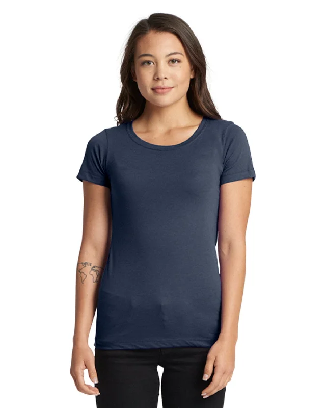 Next Level Ladies Ideal Short Sleeve Crew Tee | Indigo Machine Wash Dry Clean Hand Wash