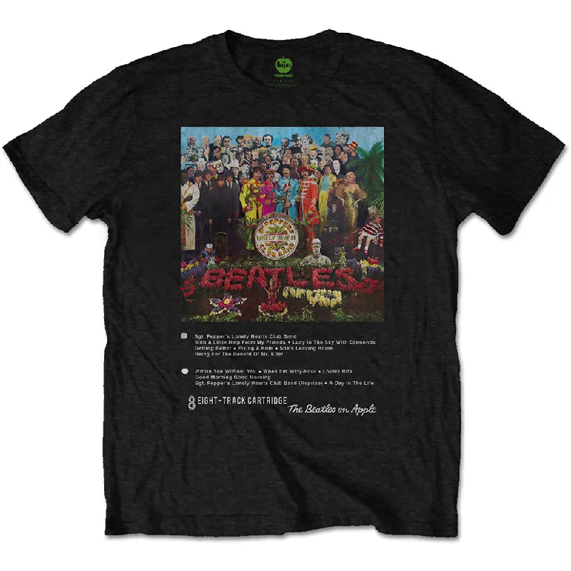 The Beatles | Official Band T-Shirt | Sgt Pepper 8 Track Striped Floral Plaid