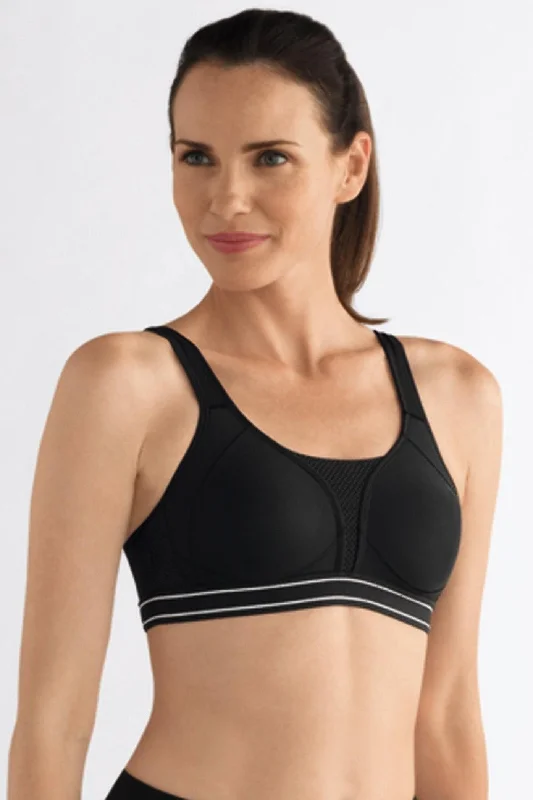 Amoena Performance Wire Free Mastectomy Sports Bra - Black Stretchy Wireless Bra