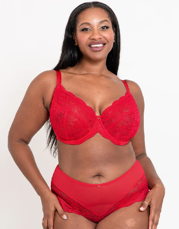 Ann Summers Sexy Lace Planet Plunge Bra Red Versatile Bralette Set