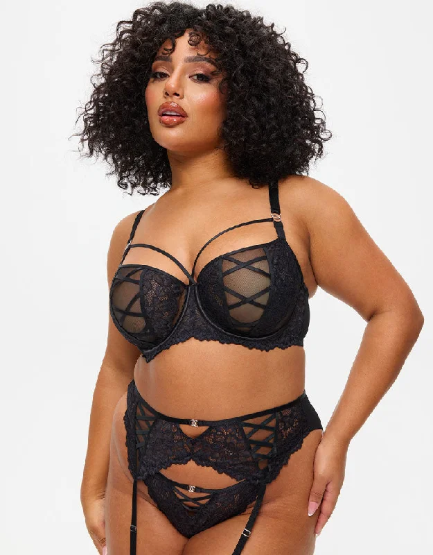 Ann Summers Sweet Surrender Balcony Bra Black Full Coverage Bralette