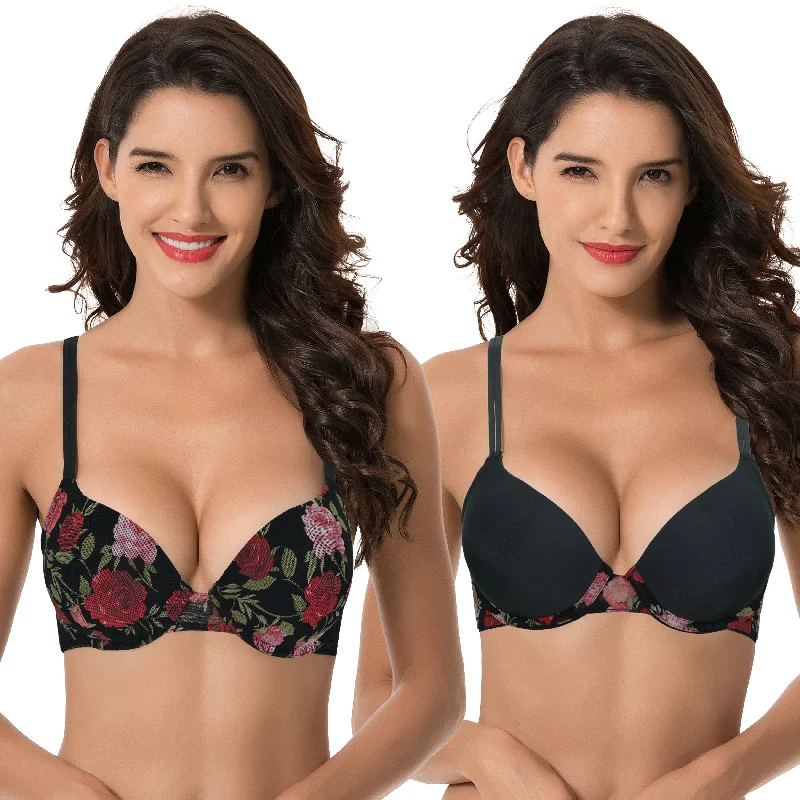 Women's Plus Size Perfect Shape Add 1 Cup Push Up Underwire Bras Push-Up Bra Set