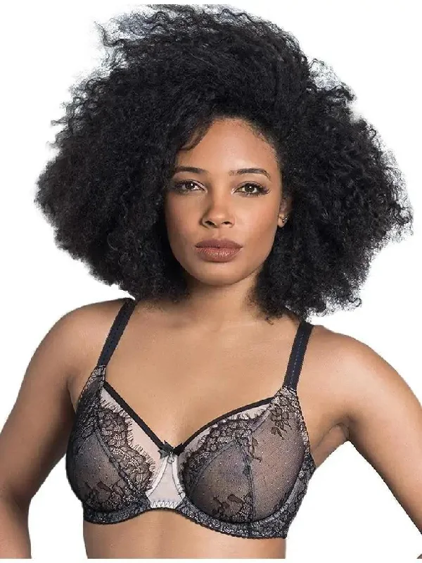 Black Ava See-Thru Lace Bra Soft Padded Bralette