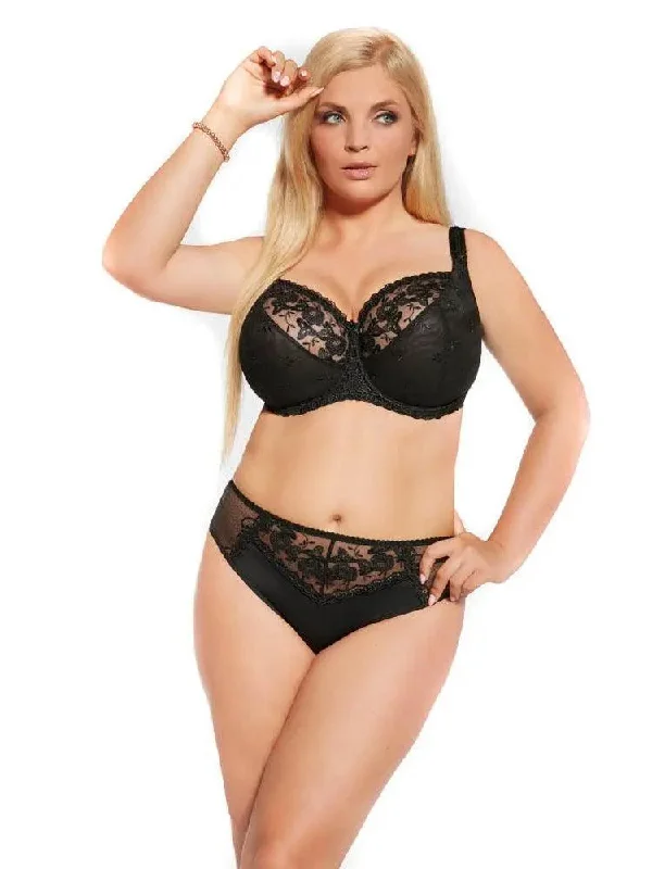 Black Brilliant Soft Cup Bra in Bands 30 through 42 Seamless Push-Up Bra