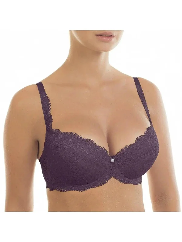 Black Currant Victoria Lace Push Up Bra Sporty Compression Bra