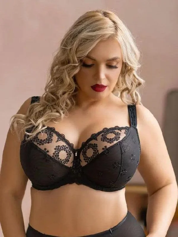 Black Fortuna Soft Cup Bra in bands 30 through 42 Classic Wire-Free Bra