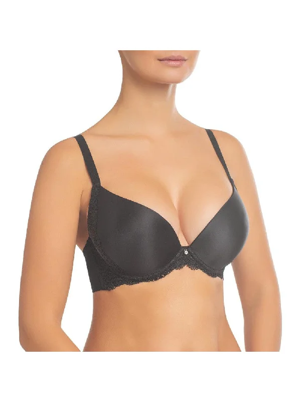 Black Victoria Push Up Bra with Lace Sides Sports Support Bra