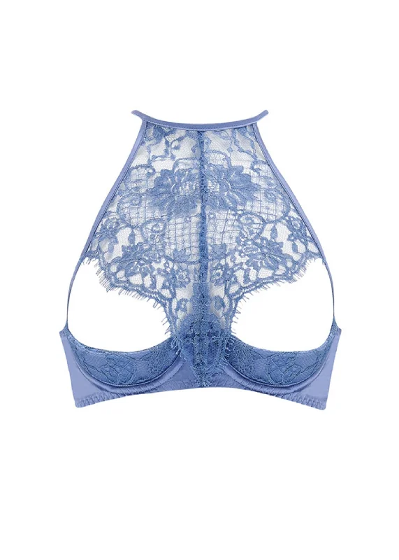 Hera Quarter Cup Bra (Steel Blue) Elegant Silk Bra