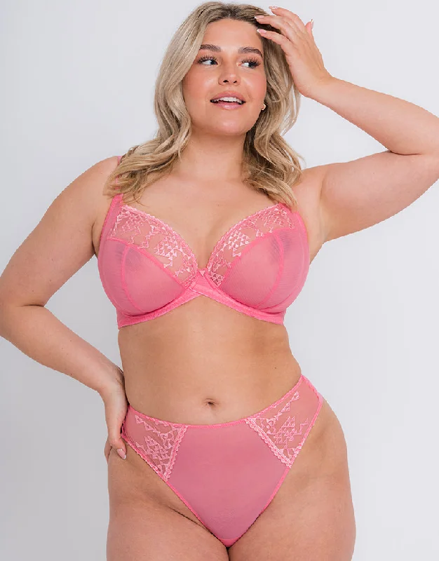 Curvy Kate Centre Stage Full Plunge Side Support Bra Pink Lace Back Bra