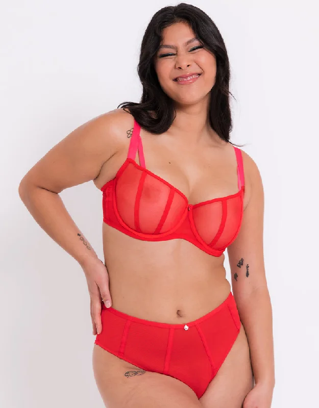 Curvy Kate Elementary Balcony Bra Red/Pink Wireless Push-Up Bra