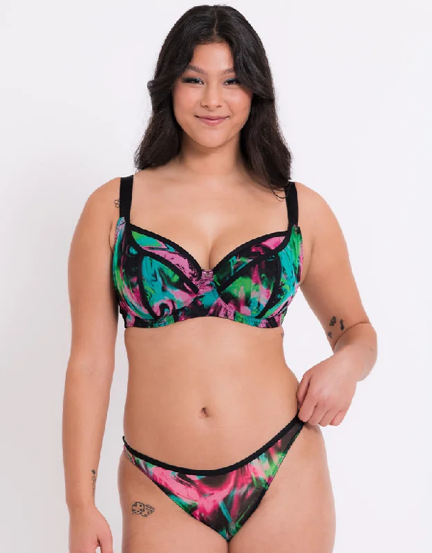 Curvy Kate Reality Check Balcony Bra Print Mix Seamless Wireless Bra