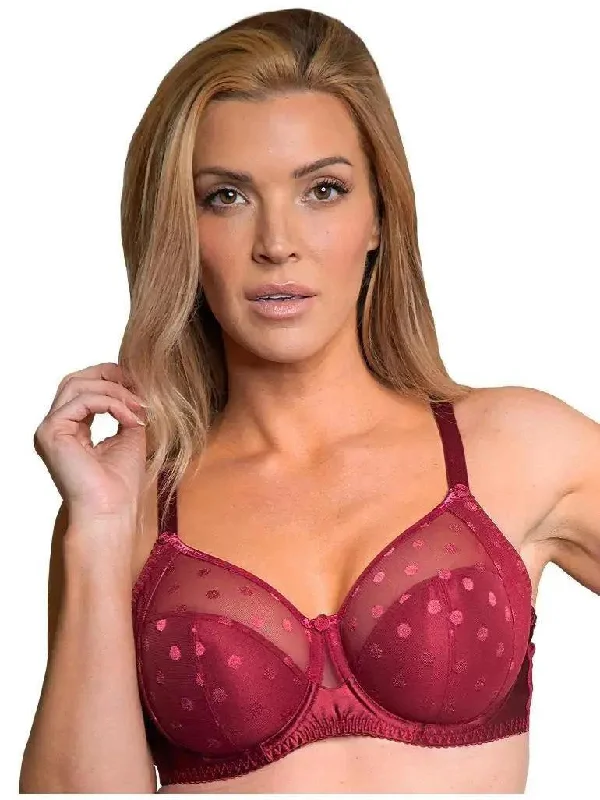 Deep Red Carmen Polka Dot Bra Breathable Wireless Bra