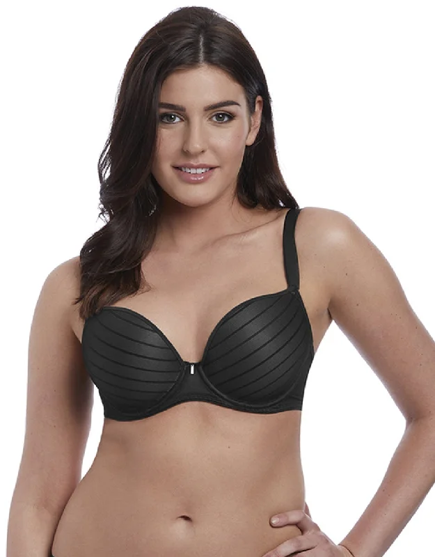 Freya Cameo Underwire Deco Molded Plunge Bra, Black Seamless Wireless Bra