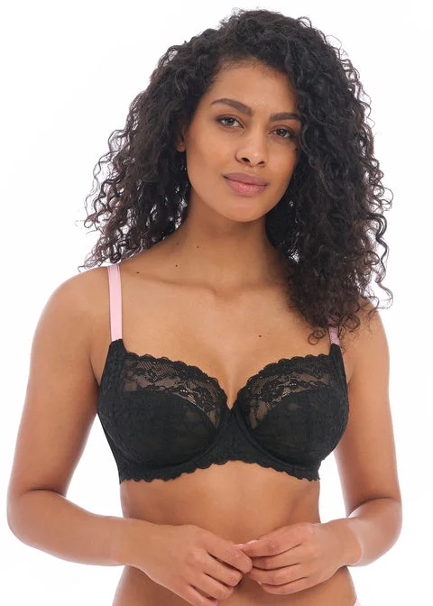 Freya Offbeat Underwire Side Support Bra, Black | Black Side Support Bra Classic Wire-Free Bra