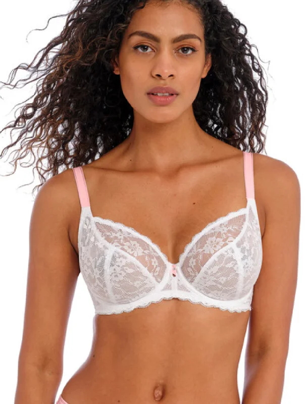 Freya Offbeat Underwire Side Support Bra, White | White Freya Offbeat Comfortable Fit Bralette