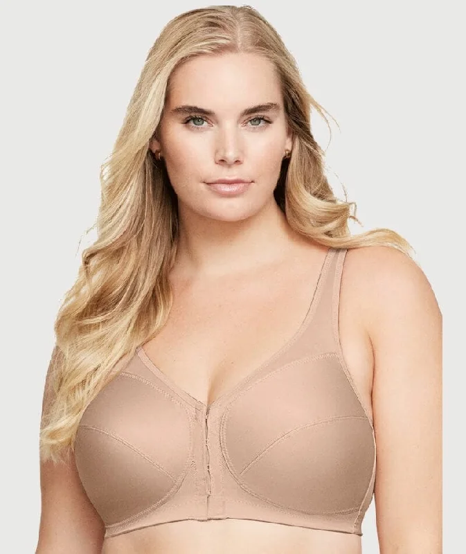 Glamorise Magiclift Front-Closure Posture Back Wire-Free Bra - Cafe Push-Up Bralette Set