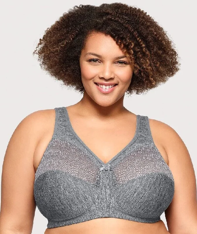 Glamorise Magiclift Moisture Control Wire-Free Bra - Gray Sexy Underwire Bra