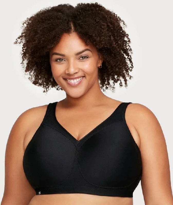 Glamorise Magiclift Seamless Wire-Free Sports Bra - Black Ultra-Light Bra