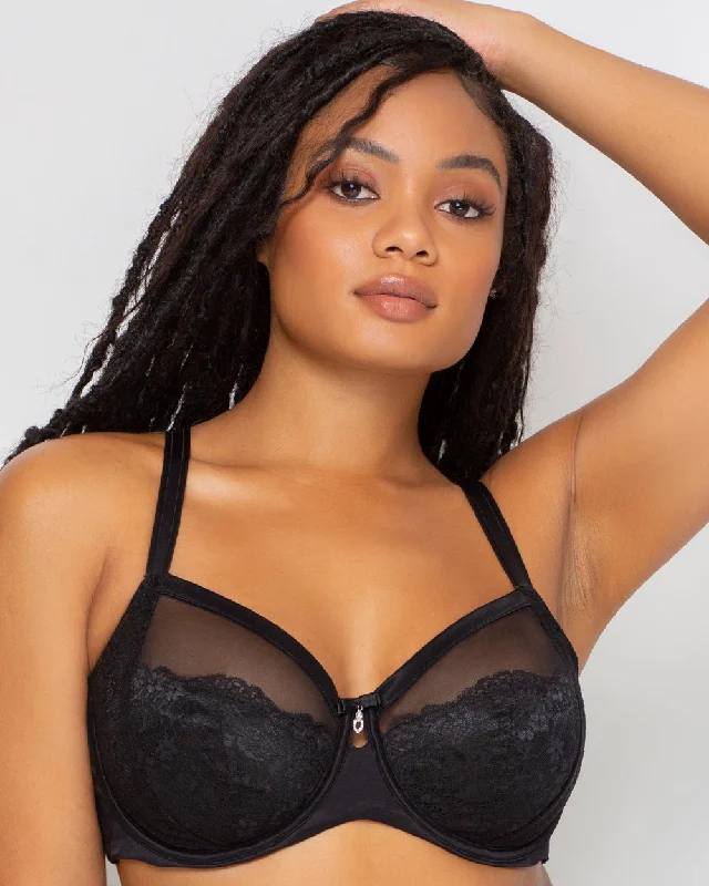 Luxe Lace Underwire Bra - Black Hue Comfortable Fit Bralette