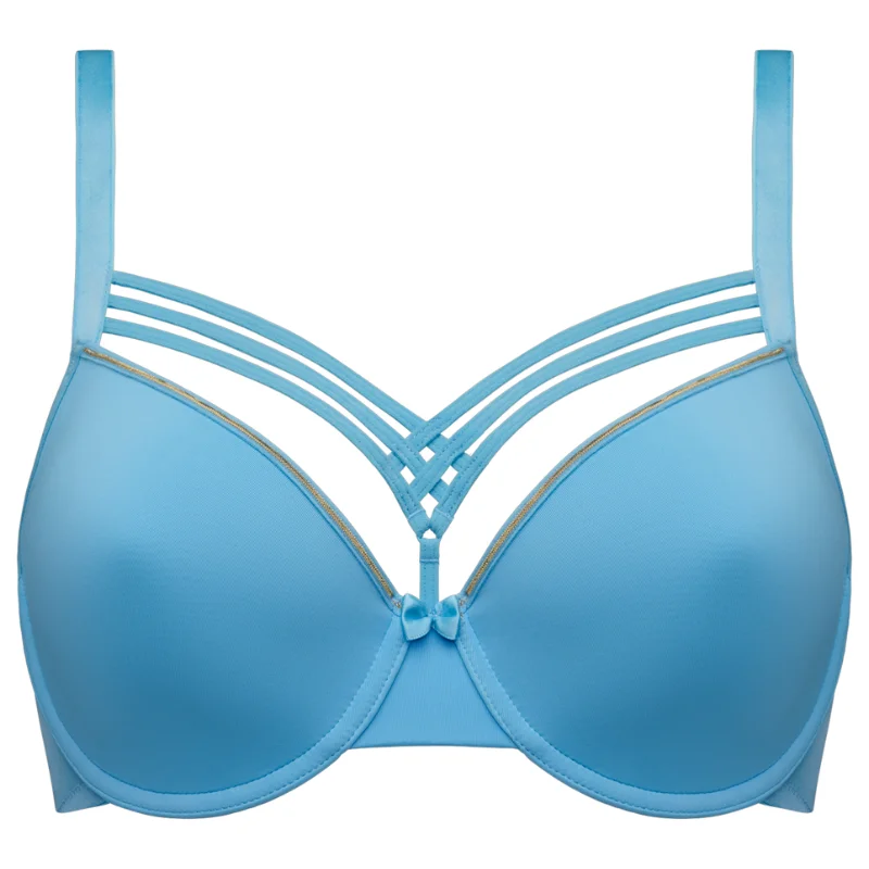 Marlies Dekkers Dame de Paris Plunge Bra Baltic Sea & Gold Smooth Push-Up Bra