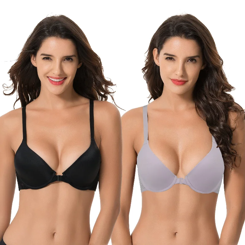 Women's Plus Size Full Coverage Underwire Front Close Bras High Support Bra