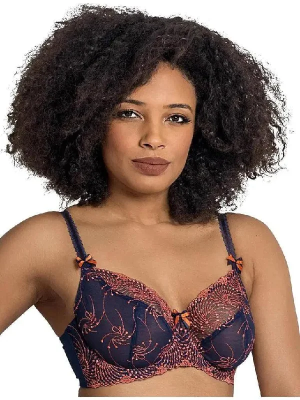 Navy Coral Nicole See-Thru Bra Comfortable Bralette Style