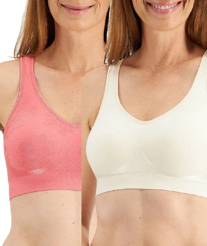 Playtex Comfort Flex Fit Contour Floral Wire-free Bra 2-Pack - Blushing Pink/Almond Push-Up Padded Bra