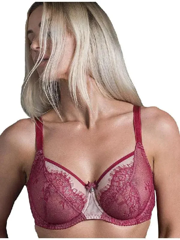 Red Ava See-Thru Lace Bra Comfortable Fit Bralette