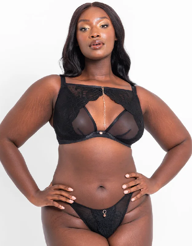 Scantilly Unveiled Deep Plunge Bra Black Simple Wireless Bra