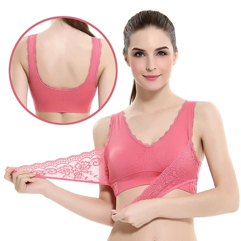 Sport Bra Yoga Super Elastic Wide Shoulder Cross Lace Bra Soft Cotton Bra