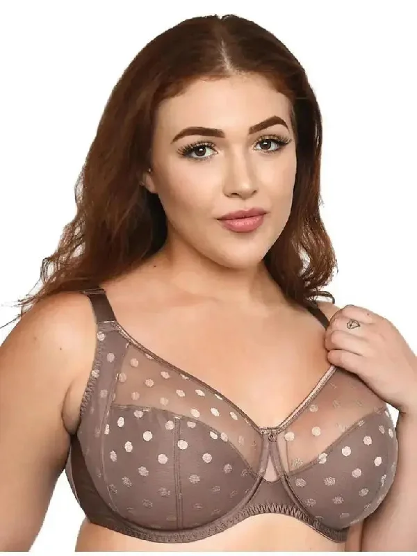 Taupe Carmen Polka Dot Bra Soft Lace Bralette