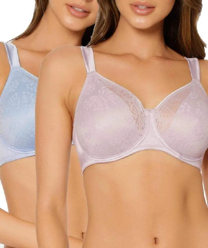 Triumph Lacy Minimizer 2 Pack Bra - Grey/Blue Simple Wireless Bra