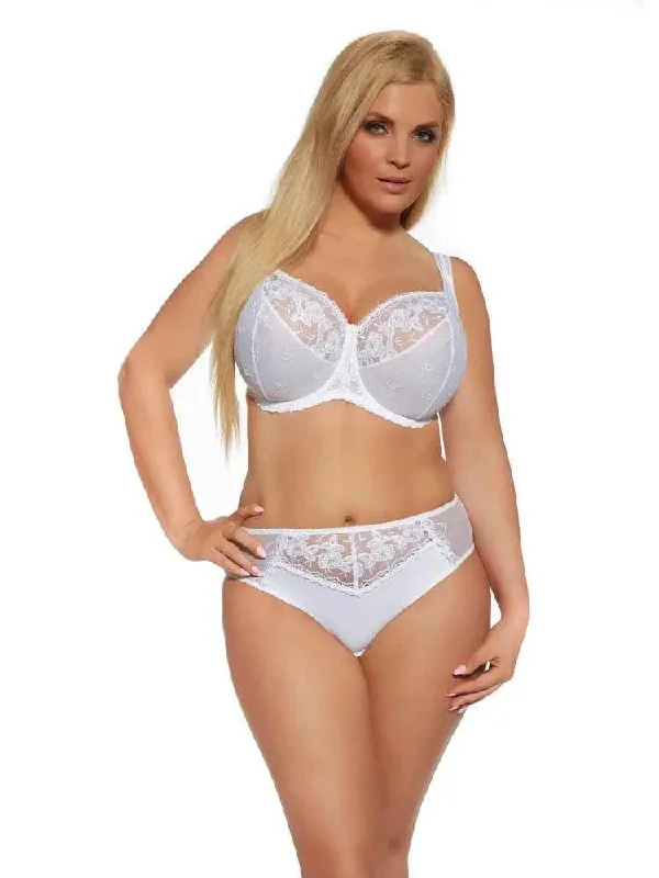 White Brilliant Soft Cup Bra in bands 44 through 50 Adjustable Fit Bra