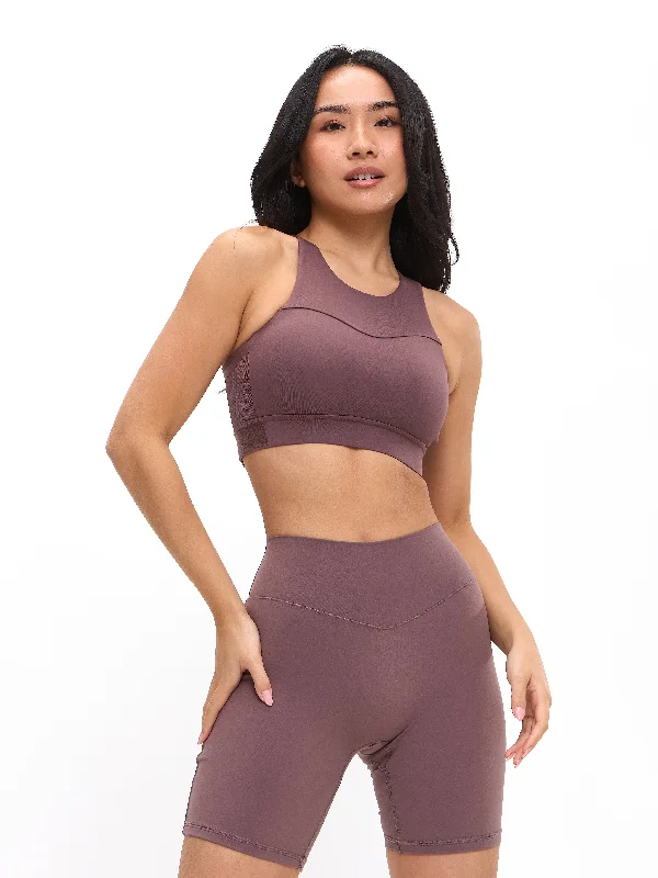 Wicked Sports Bra - Mocha Berry Stretchy Wireless Bra