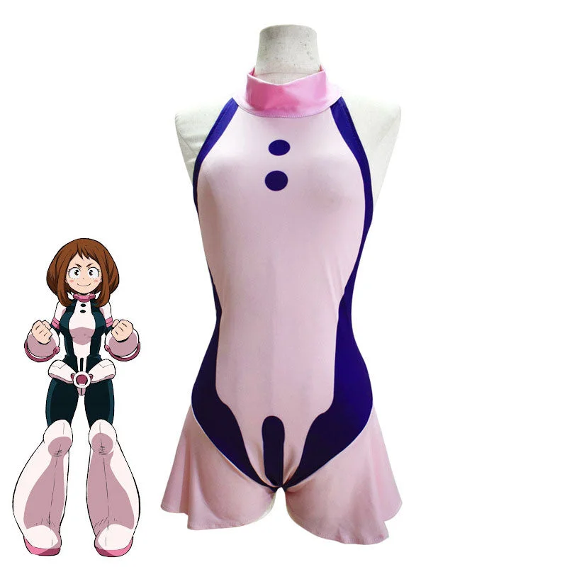 Anime My Hero Academia Ochaco Uraraka Swimsuit Cosplay Costume Monokini Swimsuit Design Anime My Hero Academia Ochaco Uraraka Swimsuit Cosplay Costume Monokini Swimsuit Design