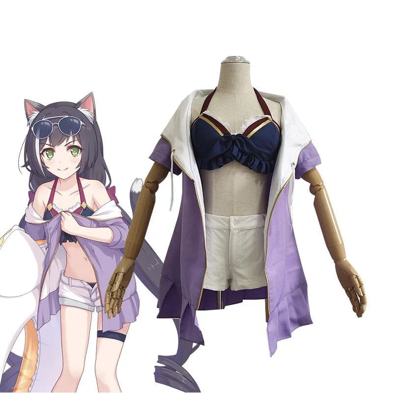 Anime Princess Connect! Re:Dive Kiruya Momochiru Swimsuit Cosplay Costumes Swim Dress with Belt Anime Princess Connect! Re:Dive Kiruya Momochiru Swimsuit Cosplay Costumes Swim Dress with Belt