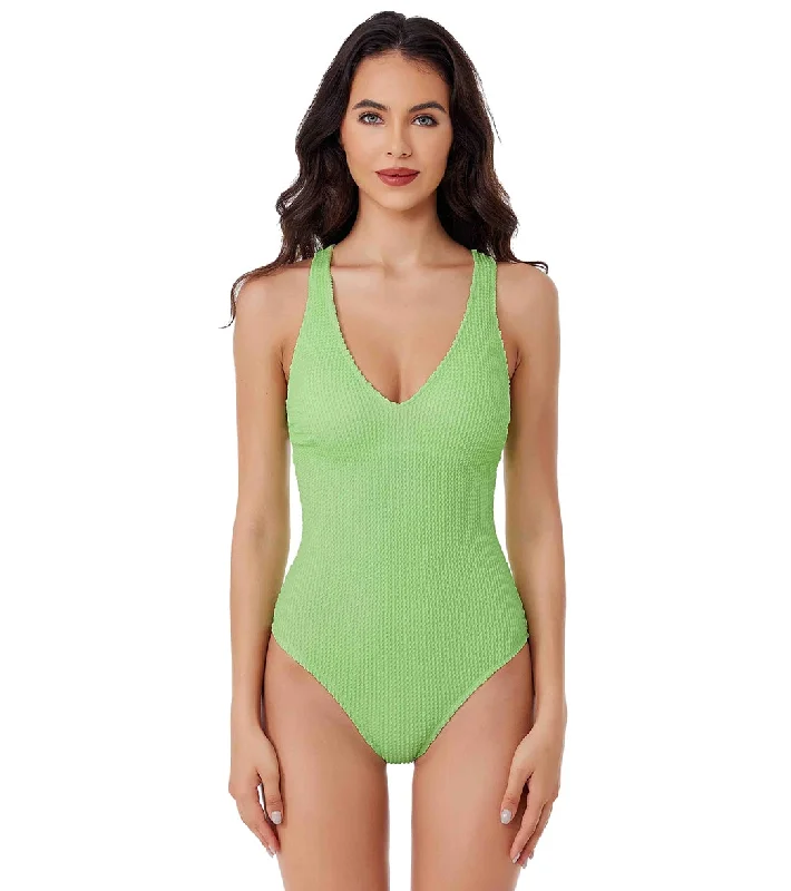BCA by Rebecca Virtue Women's Textured Scoop Front One Piece Swimsuit Mint Deep-V Swimsuit Design BCA by Rebecca Virtue Women's Textured Scoop Front One Piece Swimsuit Mint Deep-V Swimsuit Design