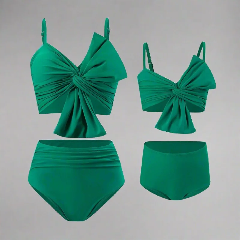 Chic Mother-Daughter Two-Piece Swimsuit - Family Matching Swimwear in Vibrant Colors Elegant Halter Bikini Chic Mother-Daughter Two-Piece Swimsuit - Family Matching Swimwear in Vibrant Colors Elegant Halter Bikini
