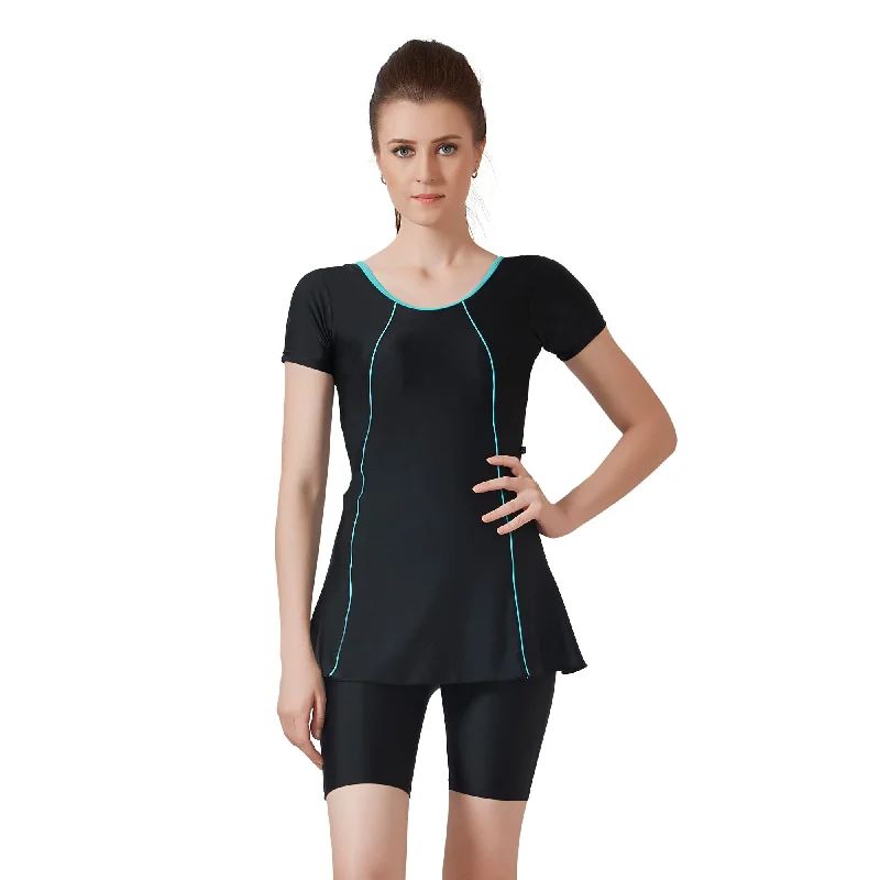 Align Women's A-LINE PADDED SWIM DRESS (Half) (Sun Protected and Chlorine Tested) Tropical Print One-Piece Align Women's A-LINE PADDED SWIM DRESS (Half) (Sun Protected and Chlorine Tested) Tropical Print One-Piece