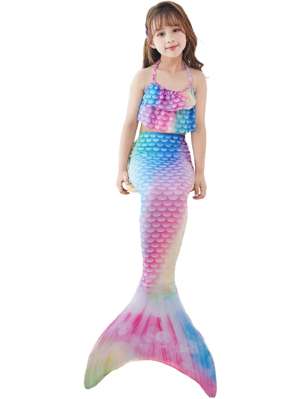 Fancydresswale Mermaid 3 pc swimsuit for Girls with large fin option- Neon Reversible Bikini Set Fancydresswale Mermaid 3 pc swimsuit for Girls with large fin option- Neon Reversible Bikini Set