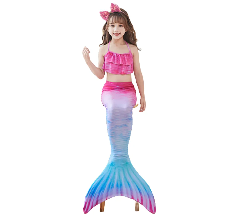 Fancydresswale Mermaid 3 pc swimsuit for Girls with large fin option- Begonia Push-Up Bikini Top Fancydresswale Mermaid 3 pc swimsuit for Girls with large fin option- Begonia Push-Up Bikini Top