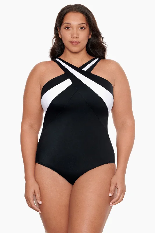 Plus Size Crossover Inset Tank Long Torso One Piece Swimsuit Private Party Strap Bikini Set Plus Size Crossover Inset Tank Long Torso One Piece Swimsuit Private Party Strap Bikini Set