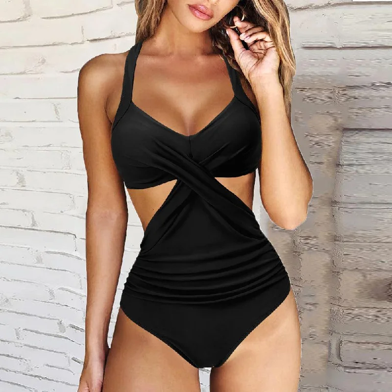 Multicolor Split Bikini Ladies Swimwear Modern High-Waisted Swimsuit