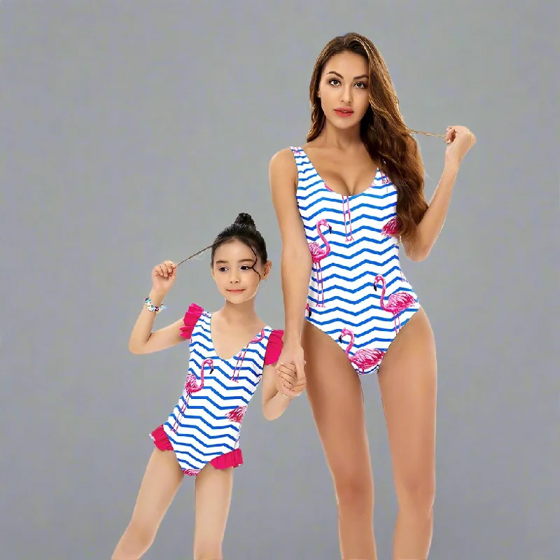 Nautical Charm Flamingo Print One-Piece Swimsuits for Mother & Daughter Quick-Dry Tankini Nautical Charm Flamingo Print One-Piece Swimsuits for Mother & Daughter Quick-Dry Tankini