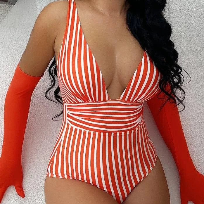 One-piece Swimsuit Sexy Stripes Swimsuit Women's Multi-color Bikini Crisscross Back Swimsuit One-piece Swimsuit Sexy Stripes Swimsuit Women's Multi-color Bikini Crisscross Back Swimsuit