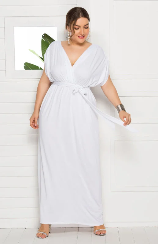 Blue Zone Planet | Sienna's Deep V Solid Plus Size Maxi Dress Fashionable Layered Maxi Dress Blue Zone Planet | Sienna's Deep V Solid Plus Size Maxi Dress Fashionable Layered Maxi Dress