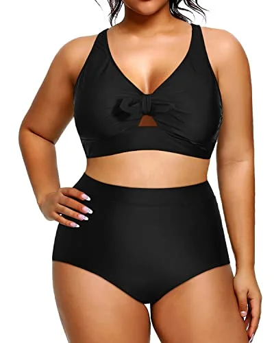 Removable Push Up Plus Size Bikini Set 2 Piece Swimsuit-Black Vibrant Bikini Bottoms Removable Push Up Plus Size Bikini Set 2 Piece Swimsuit-Black Vibrant Bikini Bottoms