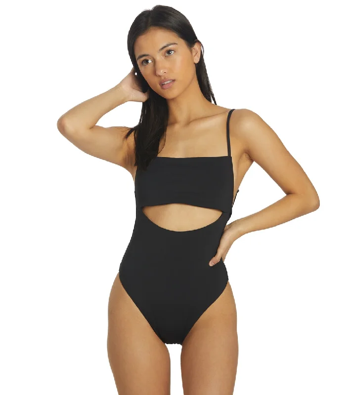 Billabong Women's Sol Searcher One Piece Swimsuit Black Pebble Color-Block Bikini