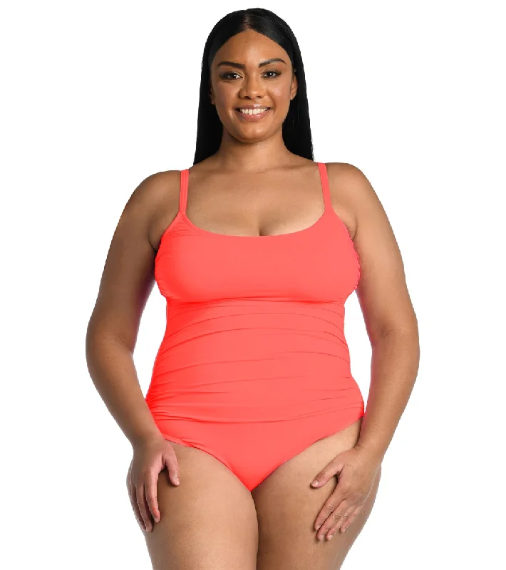 La Blanca Plus Size Island Goddess Lingerie One Piece Swimsuit Hot Coral Luxury Swimsuit Style